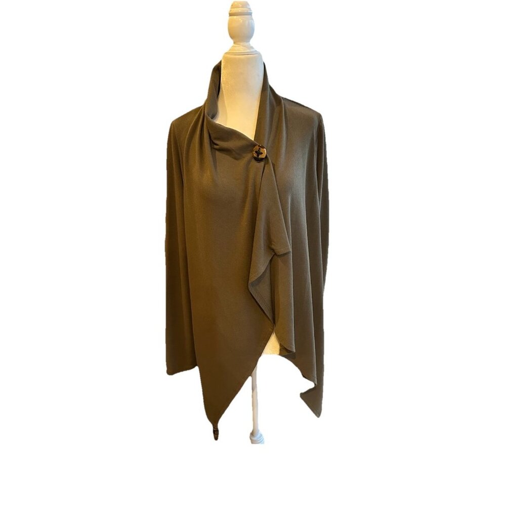 Cable & Gage Womens Brown Single Button Front Cardigan Sweater Size M